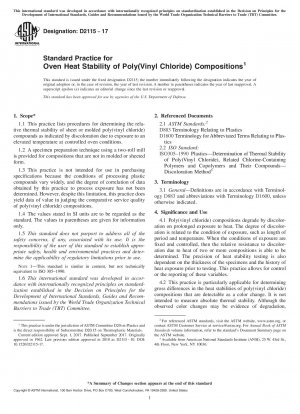 Standardpraxis für die Ofenhitzestabilität von Poly(vinylchlorid)-Zusammensetzungen