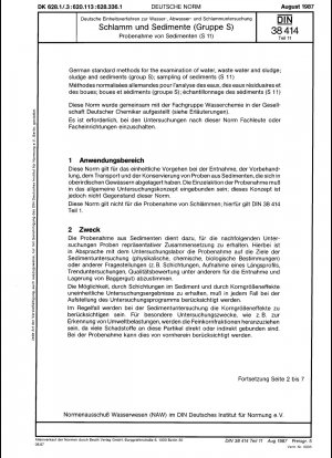 Deutsche Einheitsverfahren zur Untersuchung von Wasser, Abwasser und Schlamm; Schlamm und Sedimente (Gruppe S); Probenahme von Sedimenten (S 11)