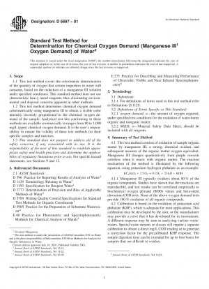 Standardtestmethode zur Bestimmung des chemischen Sauerstoffbedarfs (Mangan-III-Sauerstoffbedarf) von Wasser