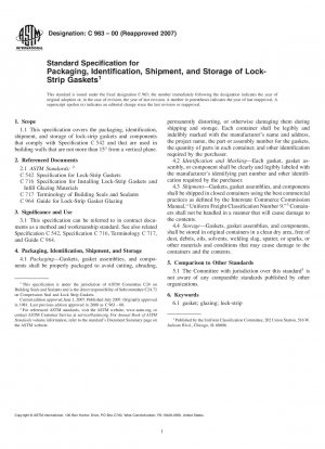 Standardspezifikation für Verpackung, Identifizierung, Versand und Lagerung von Lock-Strip-Dichtungen