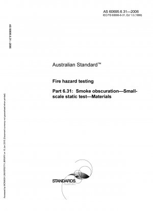 Prüfung der Brandgefahr – Rauchverdunkelung – Statische Tests im kleinen Maßstab – Materialien