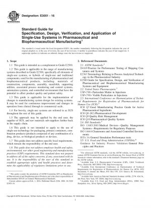 Standardhandbuch für Spezifikation, Design, Verifizierung und Anwendung von Einwegsystemen in der pharmazeutischen und biopharmazeutischen Herstellung