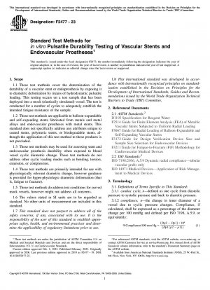 Standardtestmethoden für die In-vitro-Pulsfestigkeitsprüfung von Gefäßstents und endovaskulären Prothesen