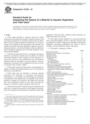 Standardhandbuch zur Bewertung der Gefahr eines Materials für Wasserorganismen und deren Verwendung
