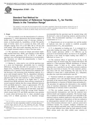 Standardprüfverfahren zur Bestimmung der Referenztemperatur To für ferritische Stähle im Übergangsbereich