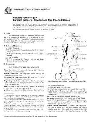 Standardterminologie für chirurgische Scheren mit und ohne eingeführten Klingen