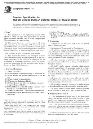 Standardspezifikation für Zellkautschukkissen, die für Teppiche oder Teppichunterlagen verwendet werden