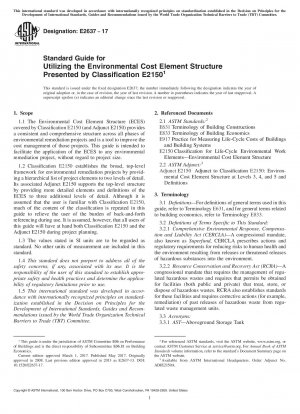 Standardleitfaden zur Nutzung der Umweltkostenelementstruktur, dargestellt durch die Klassifizierung