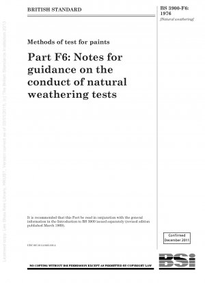 [Natürliche Bewitterung] Prüfmethoden für Farben Teil F6: Hinweise zur Anleitung zur Durchführung von Prüfungen zur natürlichen Bewitterung