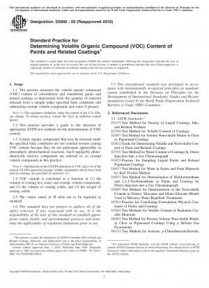 Standardverfahren zur Bestimmung des Gehalts an flüchtigen organischen Verbindungen (VOC) in Farben und zugehörigen Beschichtungen