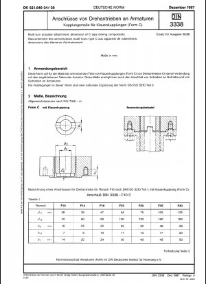Aufsatz für Multiturn-Ventilantrieb; Abmessungen der Antriebskomponenten vom Typ C