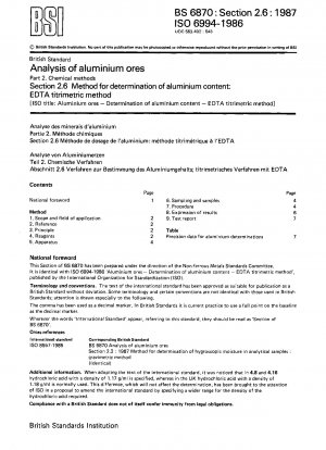 Analyse von Aluminiumerzen. Chemische Methoden. Methode zur Bestimmung des Aluminiumgehalts: EDTA-titrimetrische Methode