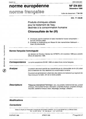 Chemikalien zur Aufbereitung von Wasser für den menschlichen Gebrauch. Eisen(III)-chloridsulfat.