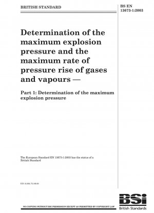 Bestimmung des maximalen Explosionsdrucks und der maximalen Druckanstiegsgeschwindigkeit von Gasen und Dämpfen - Bestimmung des maximalen Explosionsdrucks
