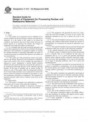 Standardhandbuch für die Konstruktion von Geräten zur Verarbeitung nuklearer und radioaktiver Materialien