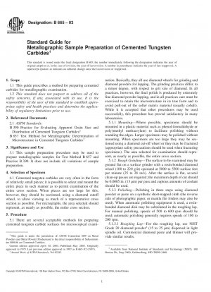 Standardhandbuch für die metallografische Probenvorbereitung von zementierten Wolframkarbiden