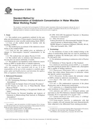 Standardmethode zur Bestimmung der Endotoxinkonzentration in wassermischbaren Metallbearbeitungsflüssigkeiten
