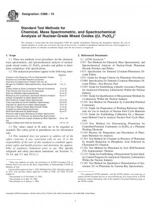 Standardtestmethoden für die chemische, massenspektrometrische und spektrochemische Analyse von Mischoxiden in Kernqualität ((U, Pu)O2)