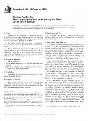 Standardpraxis für die Meldung von Bilddaten in der Sekundärionen-Massenspektrometrie (SIMS)
