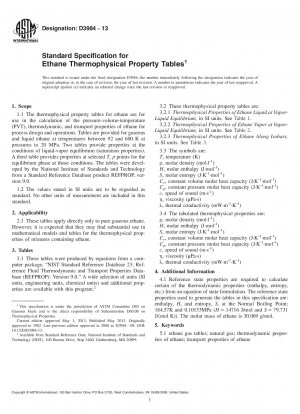 Standardspezifikation für Tabellen mit thermophysikalischen Eigenschaften von Ethan