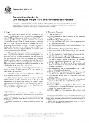 Standardklassifizierung für mikronisierte PTFE- und FEP-Pulver mit niedrigem Molekulargewicht