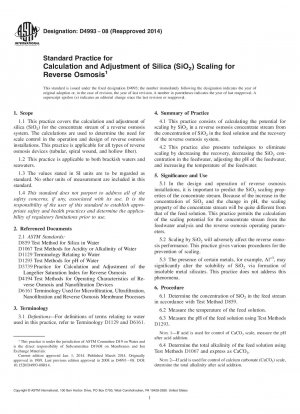 Standardpraxis zur Berechnung und Anpassung von Silica 40;SiO241; Skalierung für Umkehrosmose