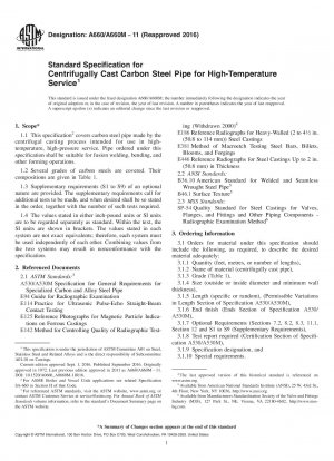 Standardspezifikation für zentrifugal gegossene Kohlenstoffstahlrohre für den Einsatz bei hohen Temperaturen