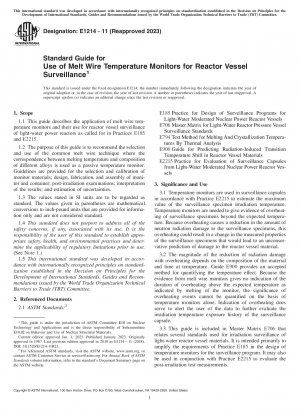 Standardhandbuch für die Verwendung von Schmelzdrahttemperaturmonitoren zur Überwachung von Reaktorbehältern