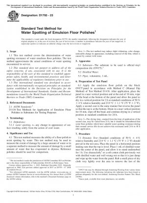 Standardtestmethode für Wasserflecken bei Emulsions-Bodenpolituren