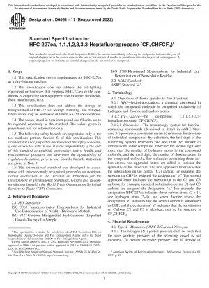 Standardspezifikation für HFC-227ea, 1,1,1,2,3,3,3-Heptafluorpropan (CF3CHFCF3)