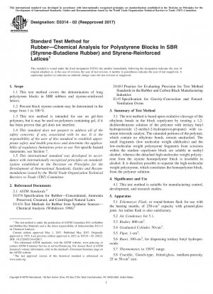 Standardtestmethode für Kautschuk – chemische Analyse für Polystyrolblöcke in SBR (Styrol-Butadien-Kautschuk) und styrolverstärkten Latices