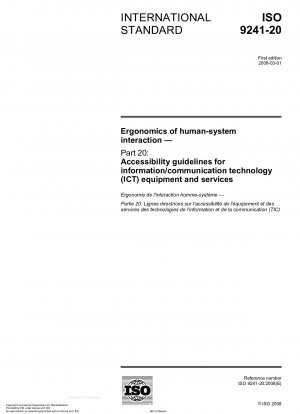 Ergonomie der Mensch-System-Interaktion – Teil 20: Richtlinien zur Barrierefreiheit für Geräte und Dienste der Informations-/Kommunikationstechnologie (IKT).