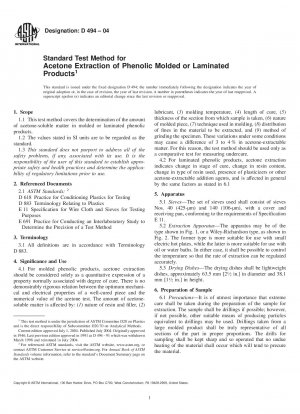 Standardtestmethode für die Acetonextraktion von phenolischen geformten oder laminierten Produkten