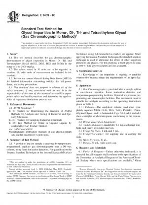 Standardtestmethode für Glykolverunreinigungen in Mono-, Di-, Tri- und Tetraethylenglykol (gaschromatographische Methode)