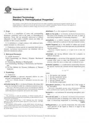 Standardterminologie in Bezug auf thermophysikalische Eigenschaften