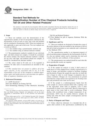 Standardtestmethoden für die Verseifungszahl von chemischen Produkten aus Kiefernholz, einschließlich Tallöl und anderen verwandten Produkten