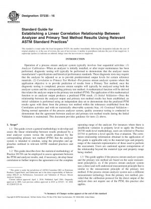 Standardhandbuch zur Herstellung einer linearen Korrelationsbeziehung zwischen den Ergebnissen des Analysators und der primären Testmethode unter Verwendung relevanter ASTM-Standardpraktiken