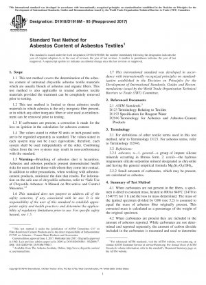 Standardtestmethode für den Asbestgehalt von Asbesttextilien