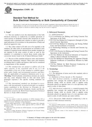 Standardtestverfahren für den elektrischen Massenwiderstand oder die Massenleitfähigkeit von Beton
