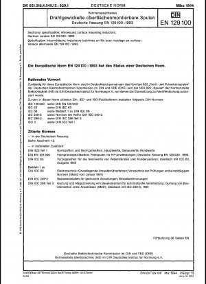 Abschnittsspezifikation: drahtgewickelte, oberflächenmontierbare Induktivitäten; Deutsche Fassung EN 129100:1993
