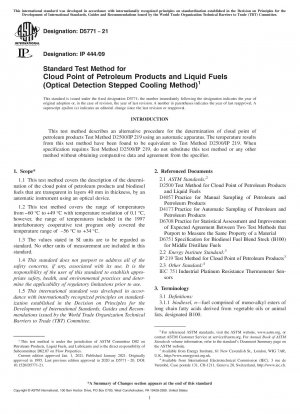 Standardtestmethode für den Trübungspunkt von Erdölprodukten und flüssigen Brennstoffen (optische Detektionsmethode mit abgestufter Kühlung)