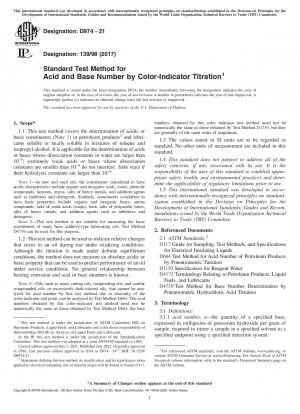 Standardtestmethode für Säure- und Basenzahl durch Farbindikatortitration