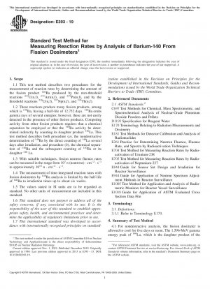 Standardtestmethode zur Messung von Reaktionsgeschwindigkeiten durch Analyse von Barium-140 aus Spaltdosimetern