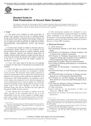 Standardhandbuch für die Feldkonservierung von Grundwasserproben