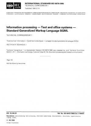 Informationsverarbeitung – Text- und Bürosysteme – Standard Generalized Markup Language (SGML) – Technische Berichtigung 1