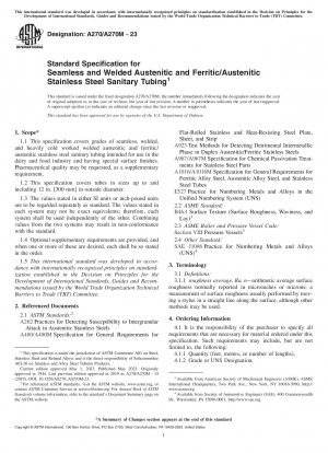 Standardspezifikation für nahtlose und geschweißte Sanitärrohre aus austenitischem und ferritisch/austenitischem Edelstahl