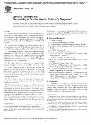 Standardtestmethode für die Entflammbarkeit von Textilien, die in Kinder-Nachtwäsche verwendet werden
