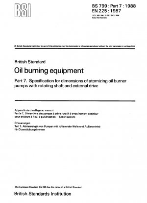 Ölverbrennungsanlagen - Spezifikation für Abmessungen von Ölzerstäubungspumpen mit rotierender Welle und externem Antrieb
