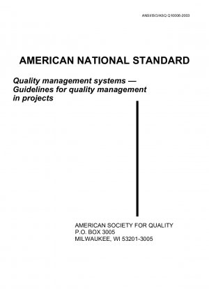 Qualitätsmanagementsysteme Leitfaden für das Qualitätsmanagement in Projekten T816