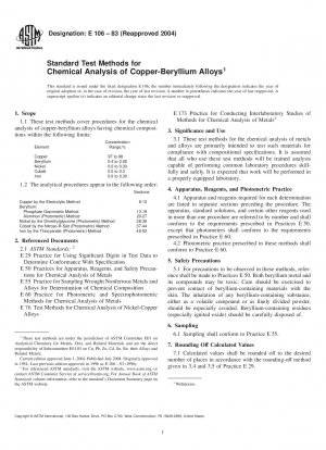 Standardtestmethoden für die chemische Analyse von Kupfer-Beryllium-Legierungen